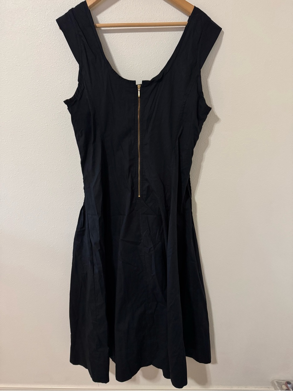 Anthropologie Cotton Sleeveless Scoop-Neck Midi Dress Black Rear Zipper-XL - Picture 4 of 11
